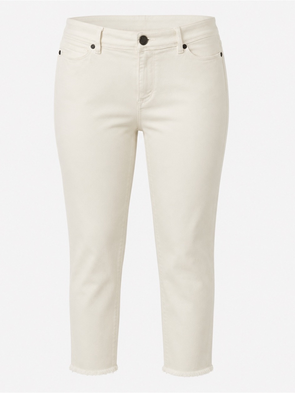 J.Jill Authentic Fit Slim Capri Jeans Women’s 12 Ivory Raw Hem Altered
